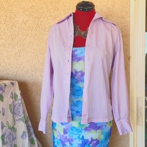 Vintage 60's 70's Purple Long Sleeved Cotton Button Up Shirt